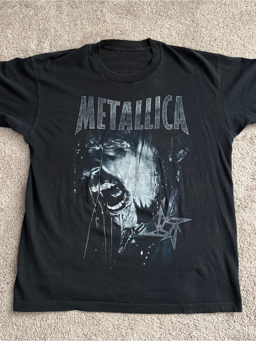 Vintage Metallica James Hetfield Star T Shirt Single Stitch Double Sided 22x28